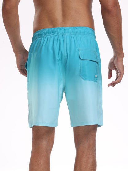 2 In 1 Drawstring Beach Swim Shorts With Pocket