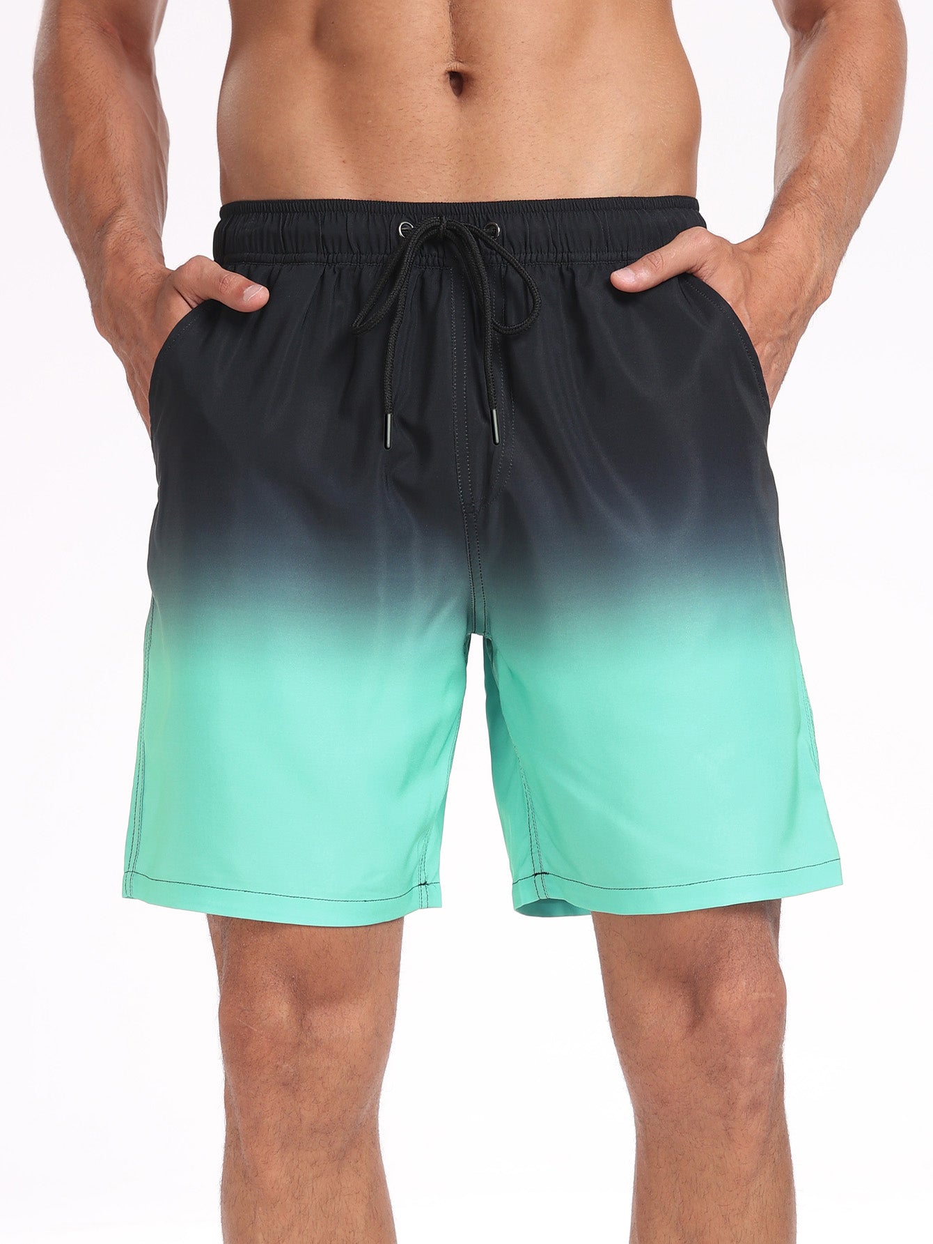 2 In 1 Drawstring Beach Swim Shorts With Pocket