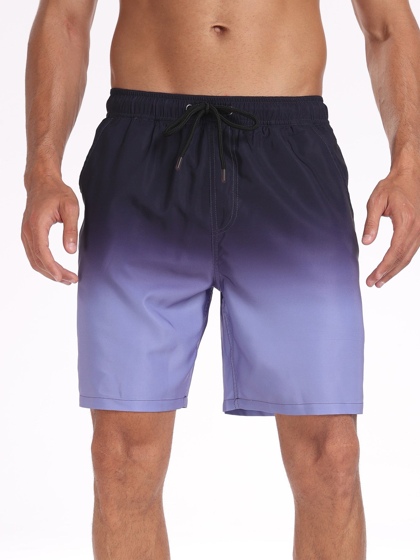 2 In 1 Drawstring Beach Swim Shorts With Pocket