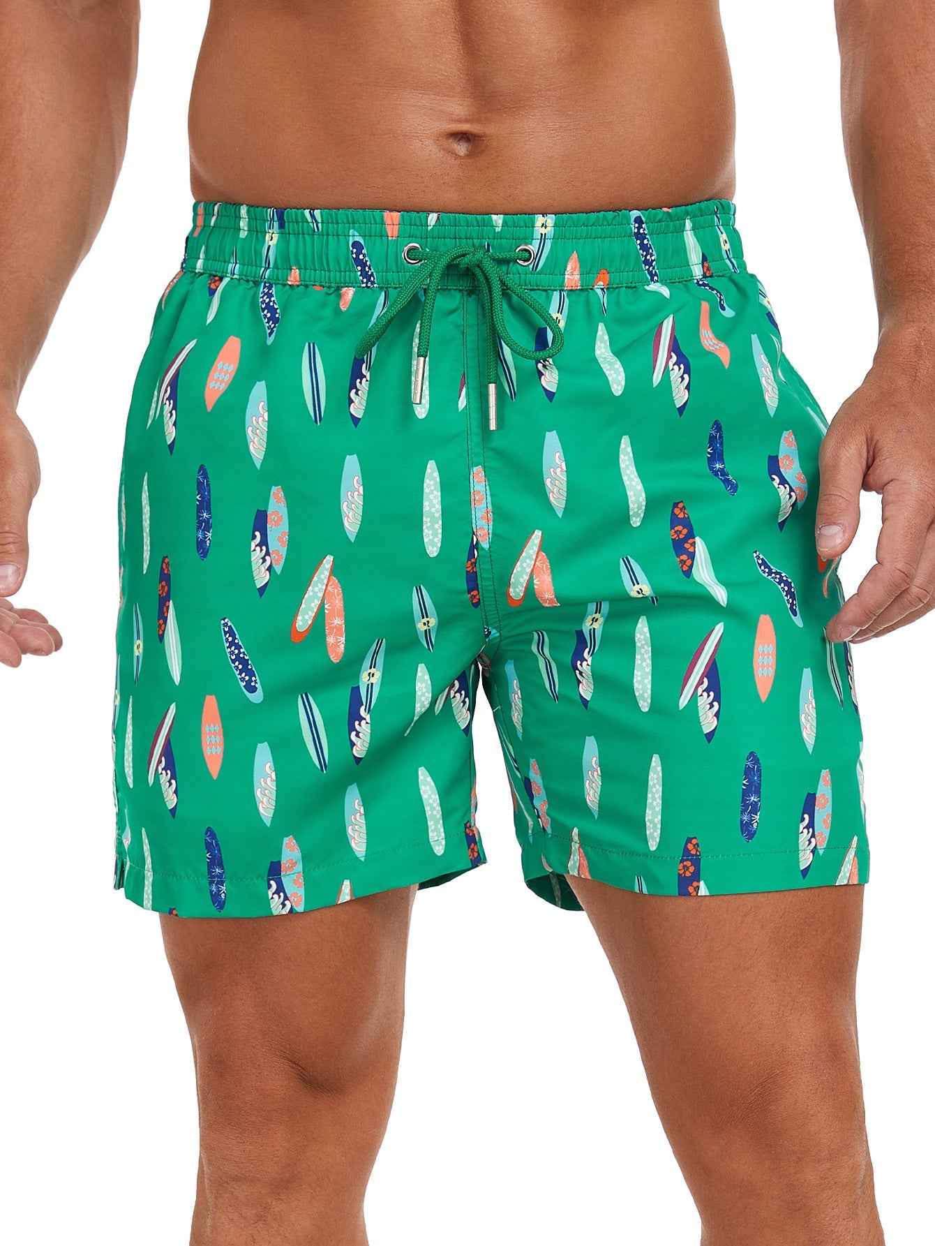 Stowable Surfboard Print  Swim Shorts