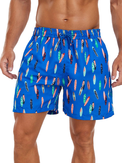 Stowable Surfboard Print  Swim Shorts