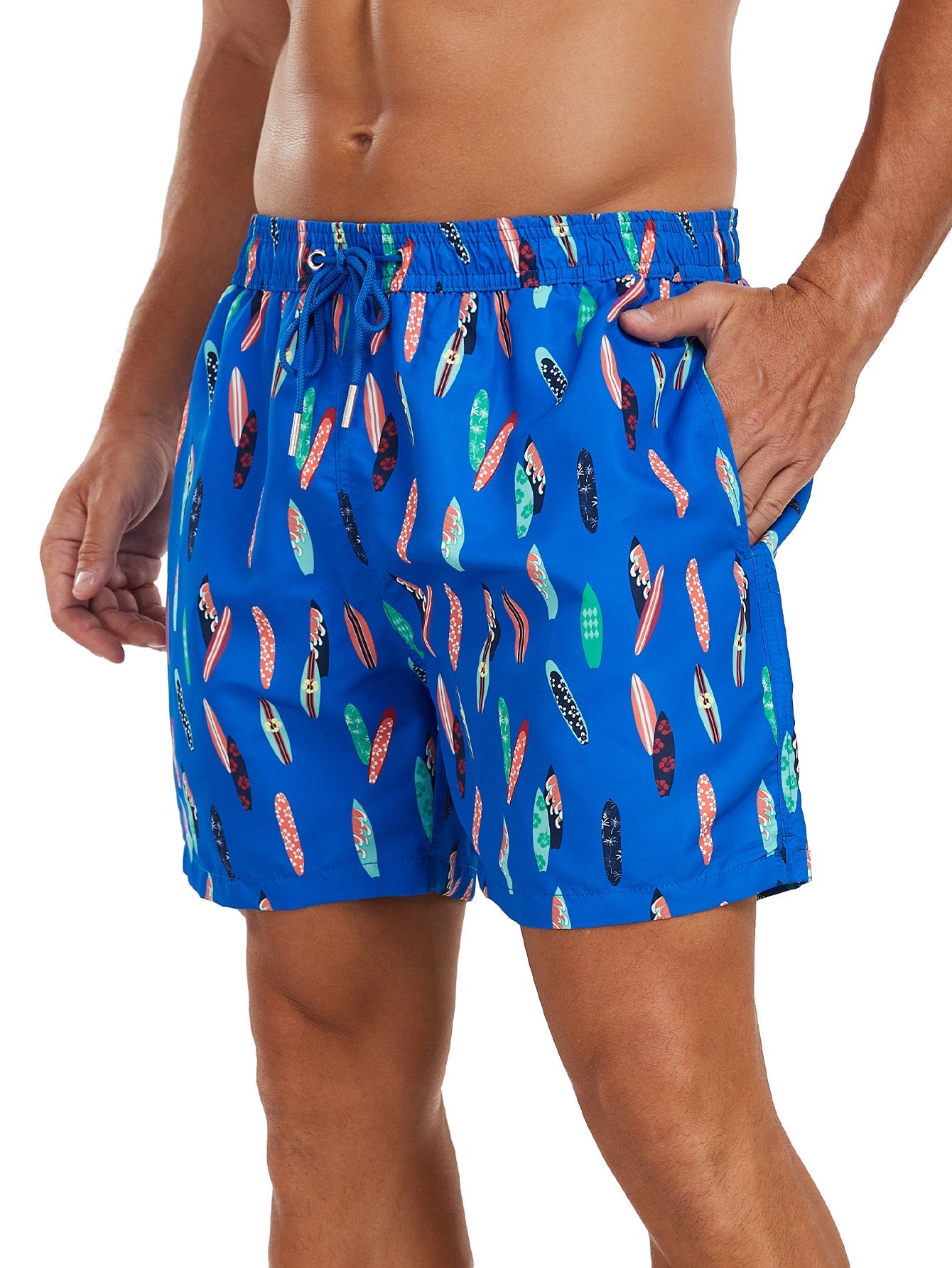 Stowable Surfboard Print  Swim Shorts
