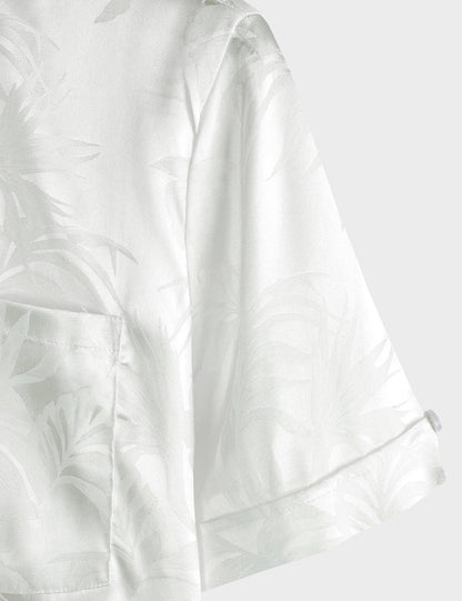 Men's Jacquard Vintage Elegant Button Up Pocket Short Sleeve Casual Shirt