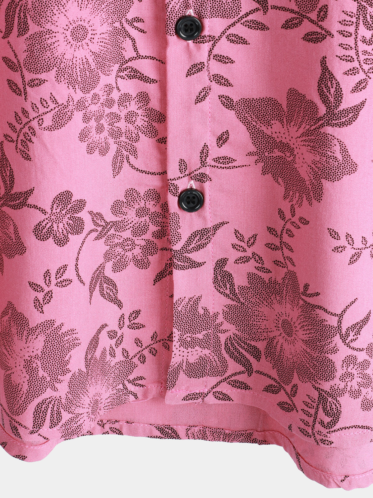 Men's Pink Floral Print Vintage Holiday Breathable Button Up Hawaiian Short Sleeve Shirt