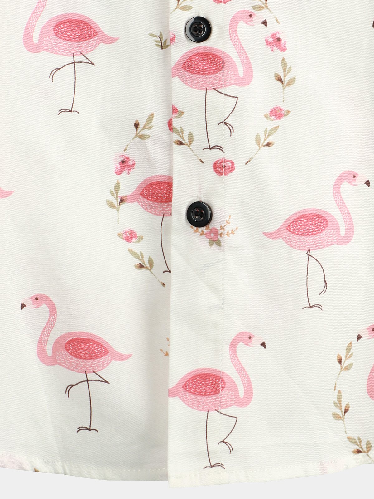 Men's Pink Flamingo Print Cotton Short Sleeve Shirt