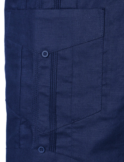 Men’s Linen Cuban Guayabera Casual Button Up Short Sleeve Summer Shirt