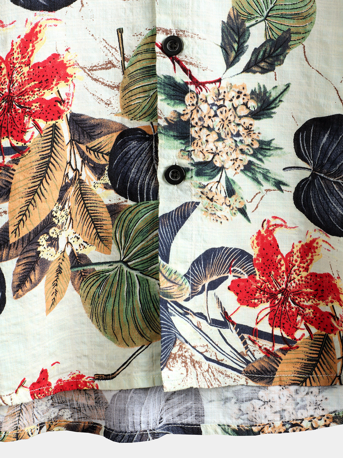 Men's Flower Cotton Tropical Floral Summer Button Up Hawaiian Shirt