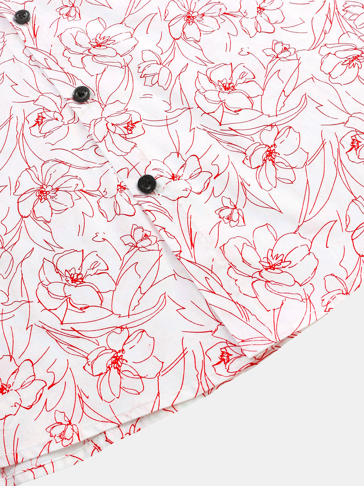Men's Casual Cotton Line Floral Print Summer Short Sleeve Shirt