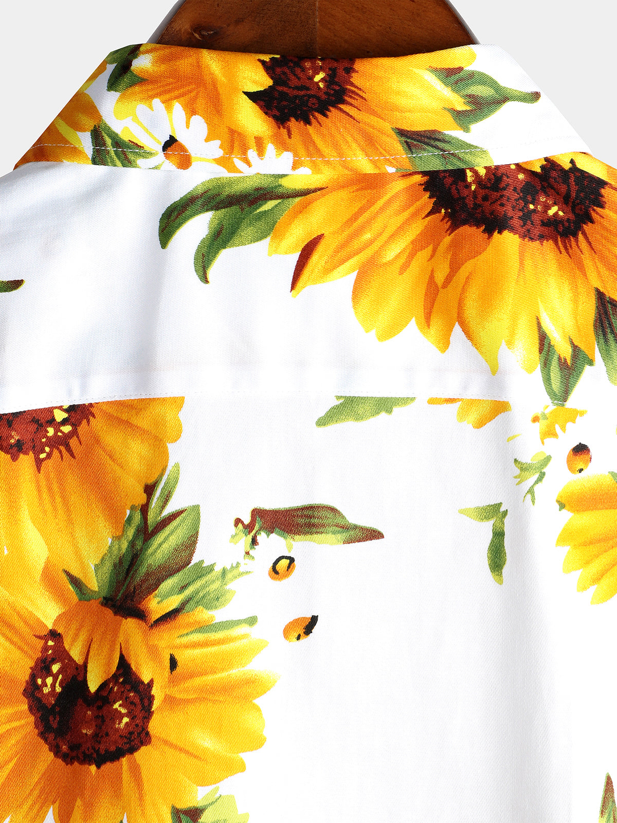 Men's Vintage Sunflower Cotton Floral Pocket Short Sleeve Button Up Shirt