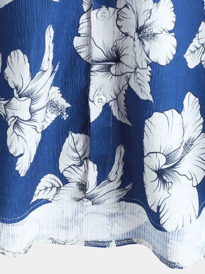 Men's Tropical Floral Print Hawaiian Short Sleeve Shirt