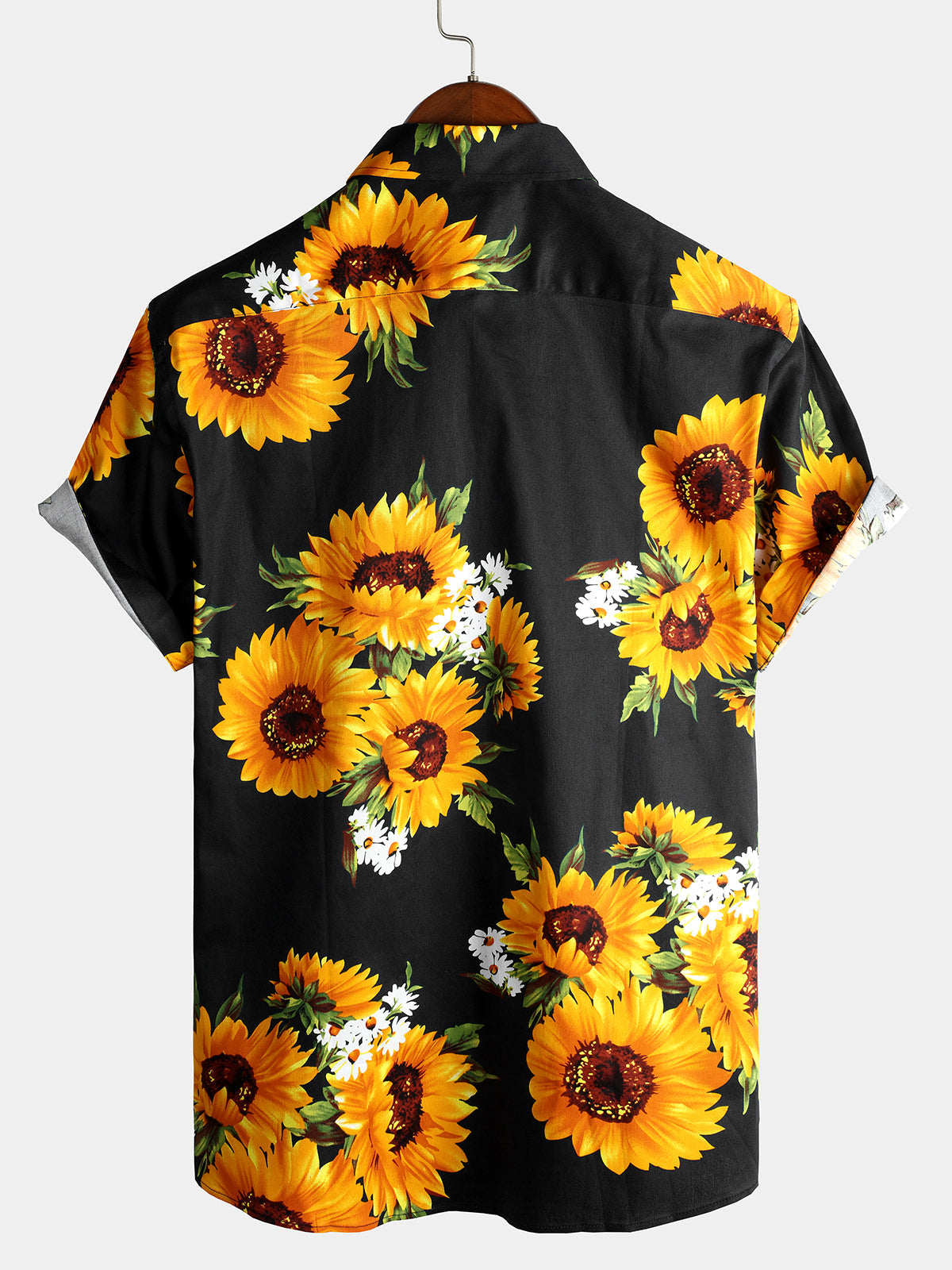 Men's Vintage Sunflower Pocket Short Sleeve Shirt