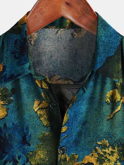 Men's Summer Vintage Holiday Breathable Button Up Hawaiian Short Sleeve Shirt