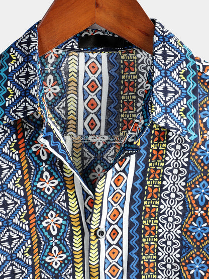Men's Boho Short Sleeve Retro Shirt