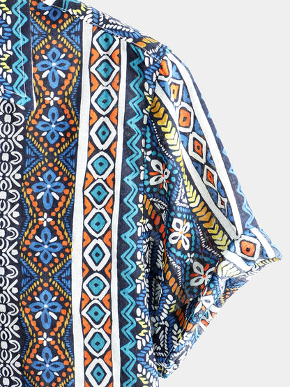 Men's Boho Short Sleeve Retro Shirt