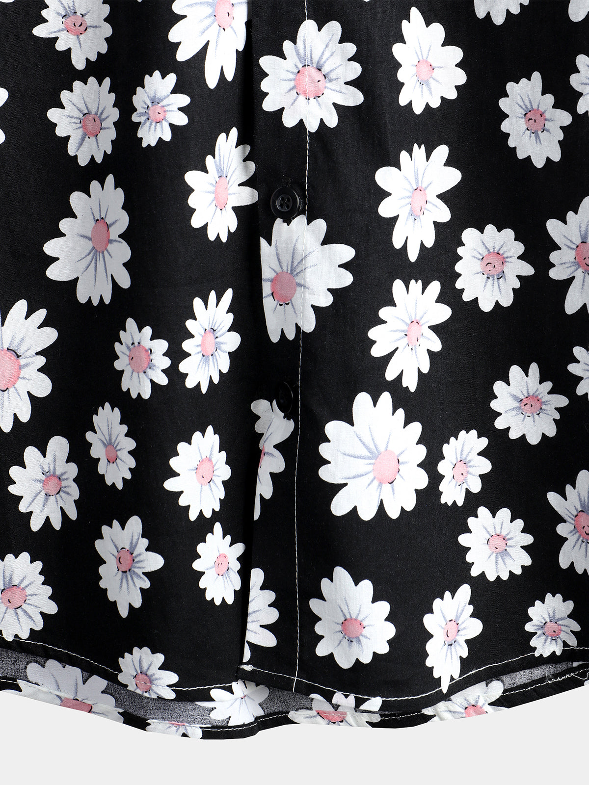 Men's Black Daisy Hawaiian Short Sleeve Shirt