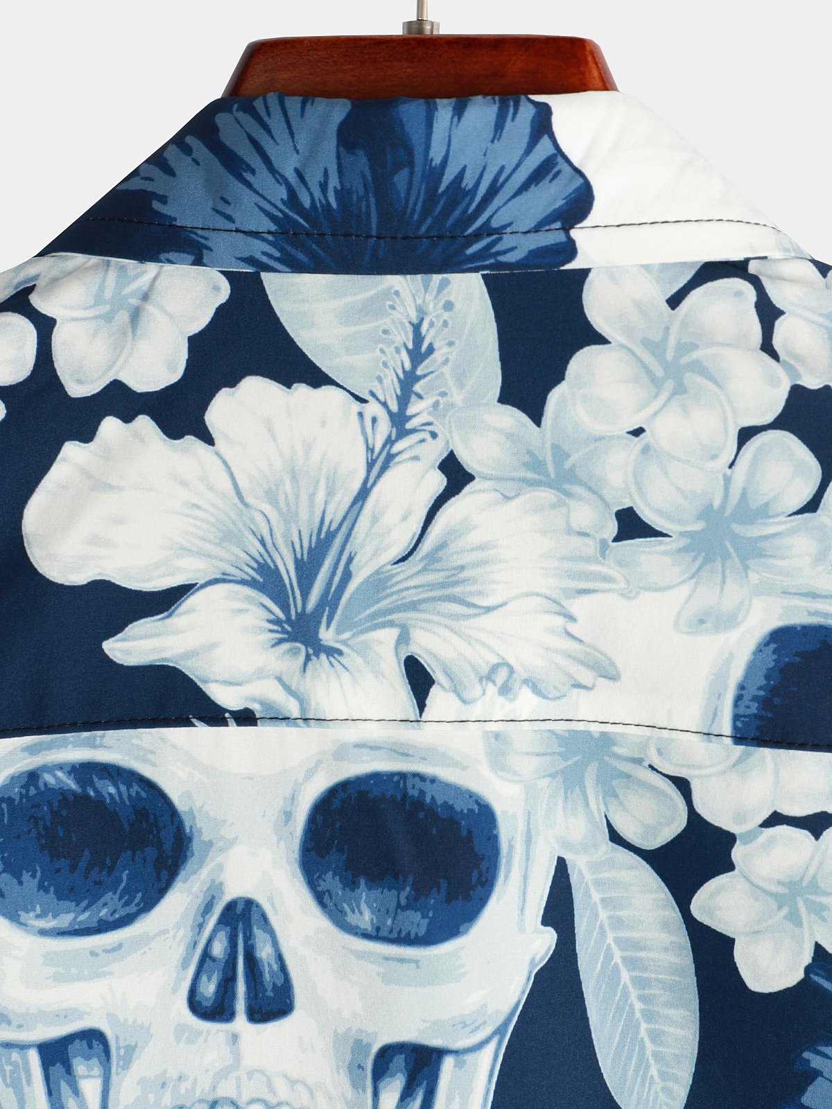 Men's Funny Skull Print Hawaiian Short Sleeve Shirt
