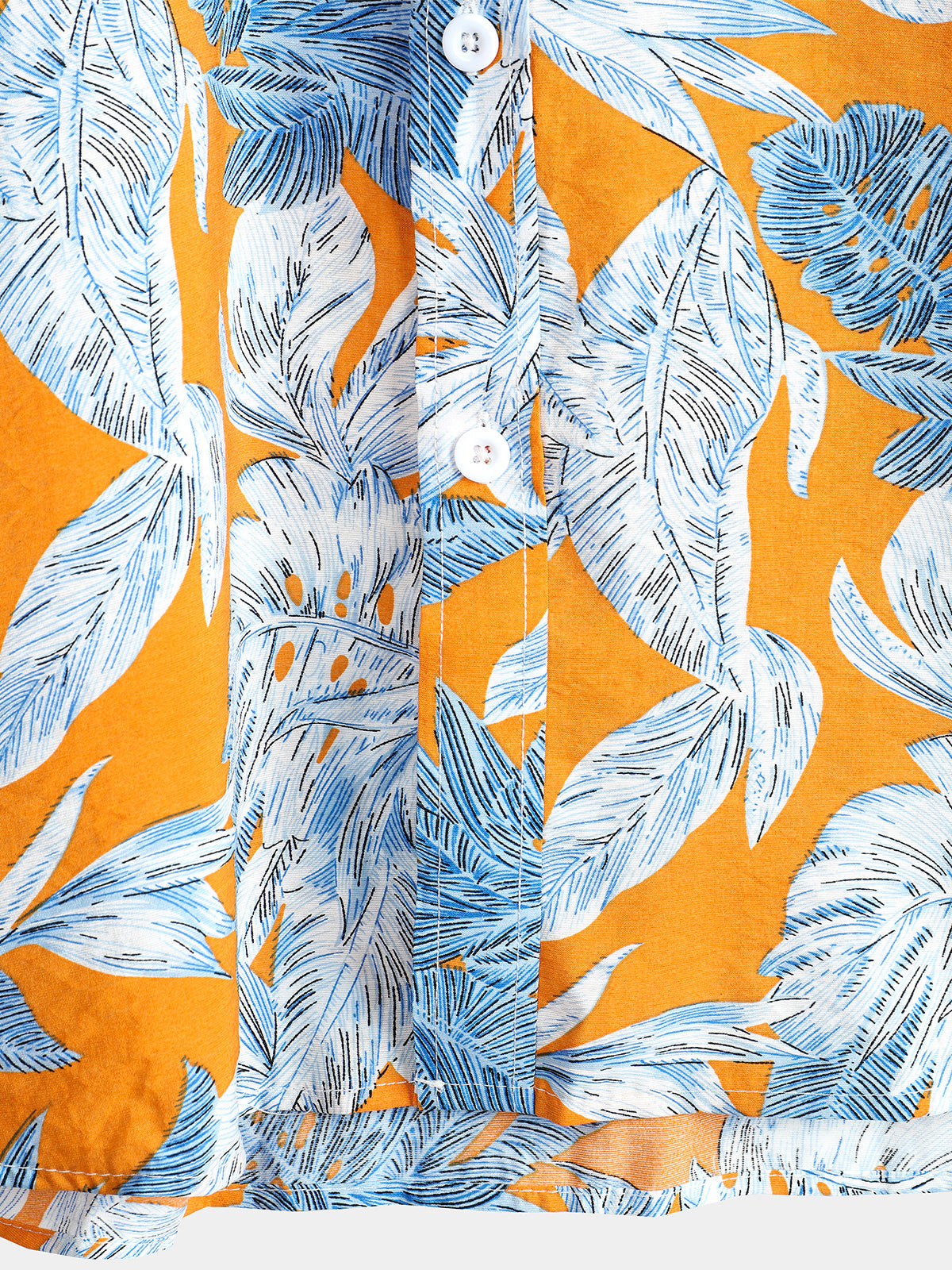 Men's Tropical Leaves Print Pocket Short Sleeve Shirt