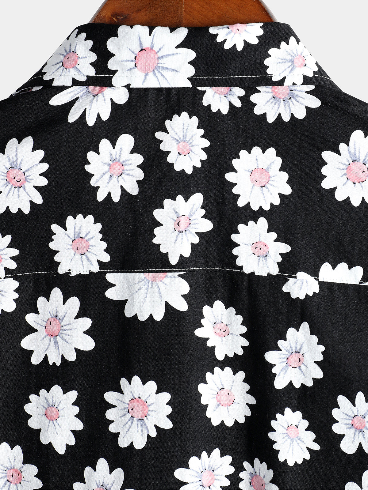 Men's Black Daisy Hawaiian Short Sleeve Shirt