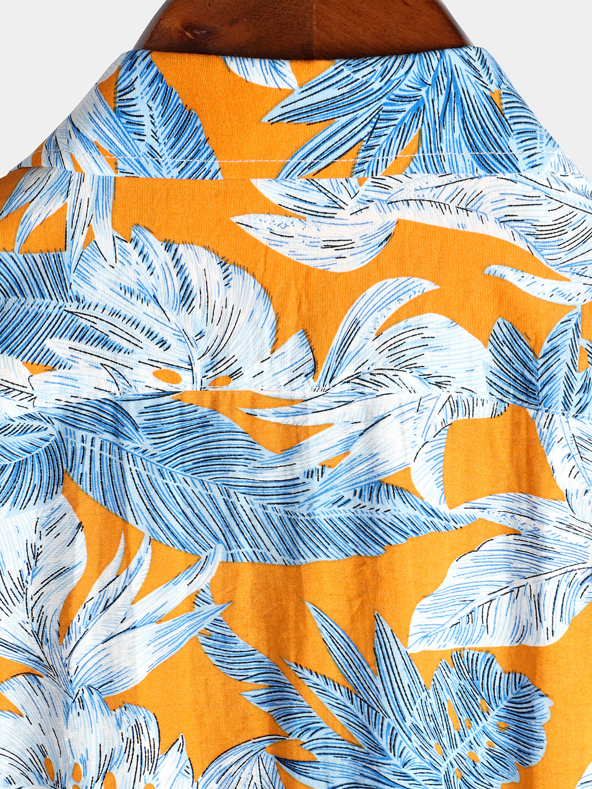 Men's Tropical Leaves Print Pocket Short Sleeve Shirt