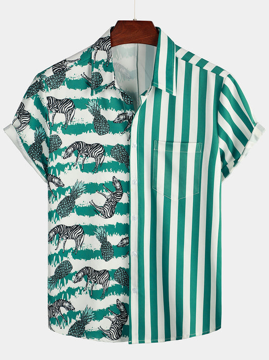 Men's Zebra & Striped Pocket Holiday Casual Shirt