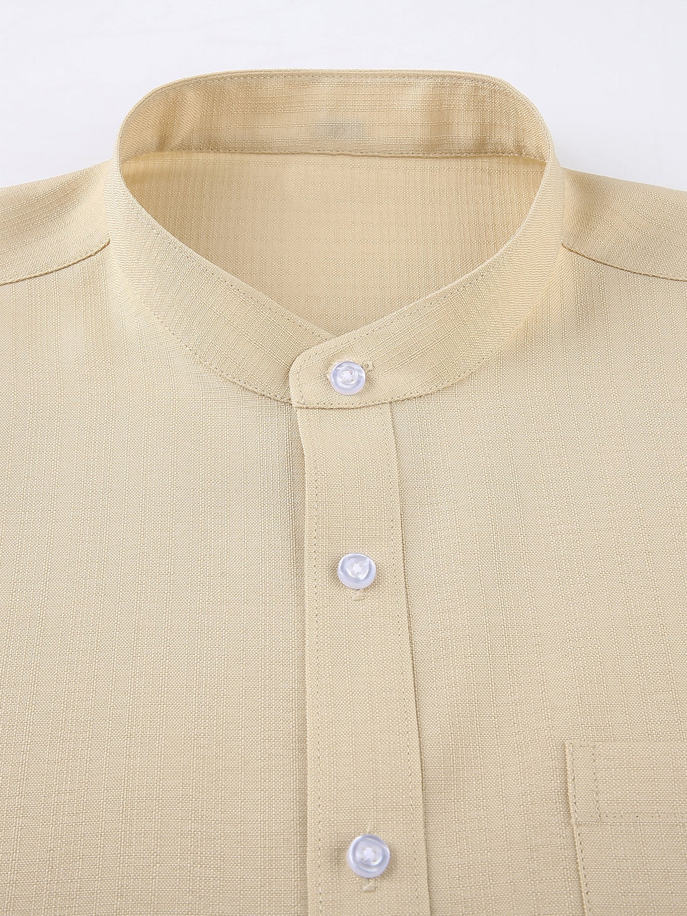 Long Sleeve Textured Stand Collar Shirt