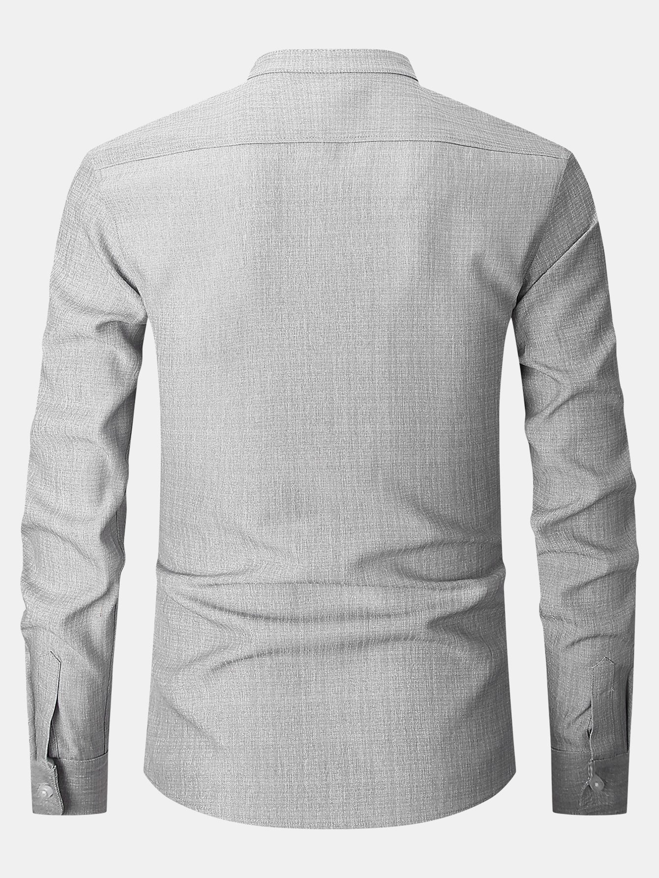Long Sleeve Textured Stand Collar Shirt