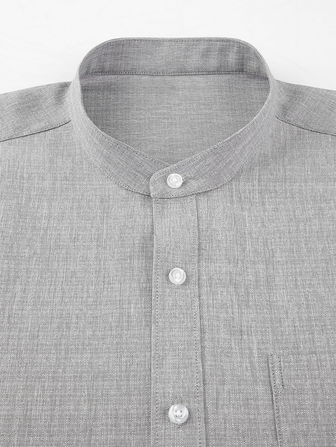 Long Sleeve Textured Stand Collar Shirt