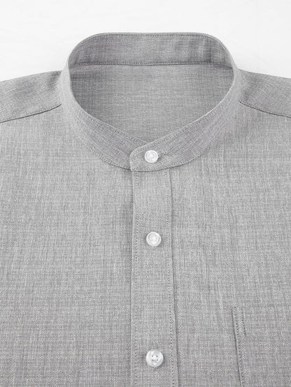 Long Sleeve Textured Stand Collar Shirt