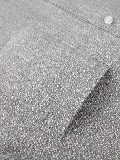 Long Sleeve Textured Stand Collar Shirt