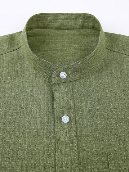 Long Sleeve Textured Stand Collar Shirt
