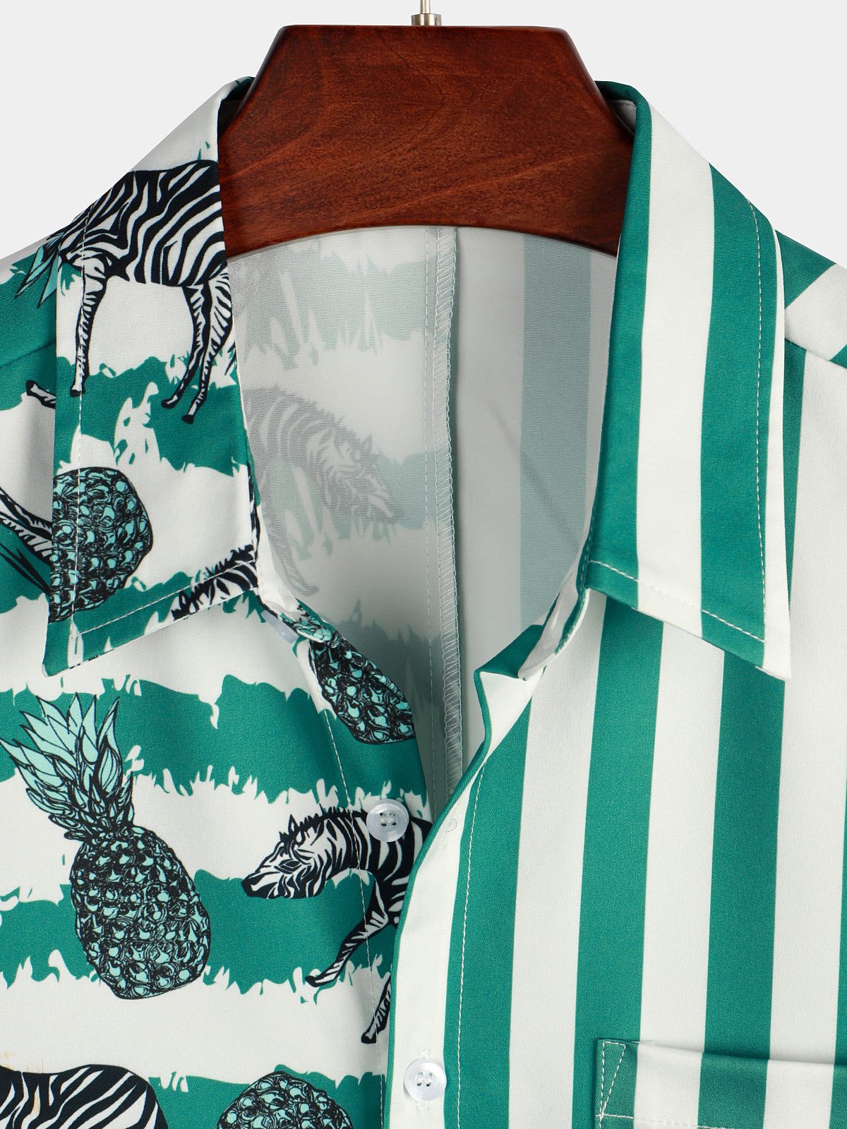 Men's Zebra & Striped Pocket Holiday Casual Shirt