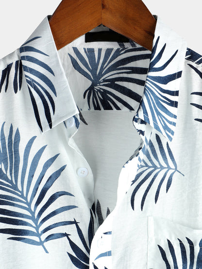 Men's Hawaiian Casual Holiday Cotton Pocket Button Up Summer Beach Short Sleeve Shirt