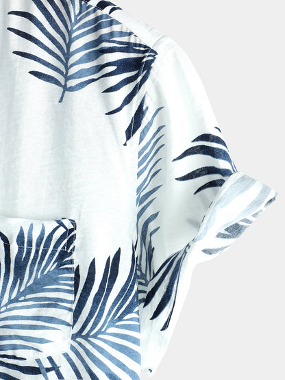 Men's Hawaiian Casual Holiday Cotton Pocket Button Up Summer Beach Short Sleeve Shirt