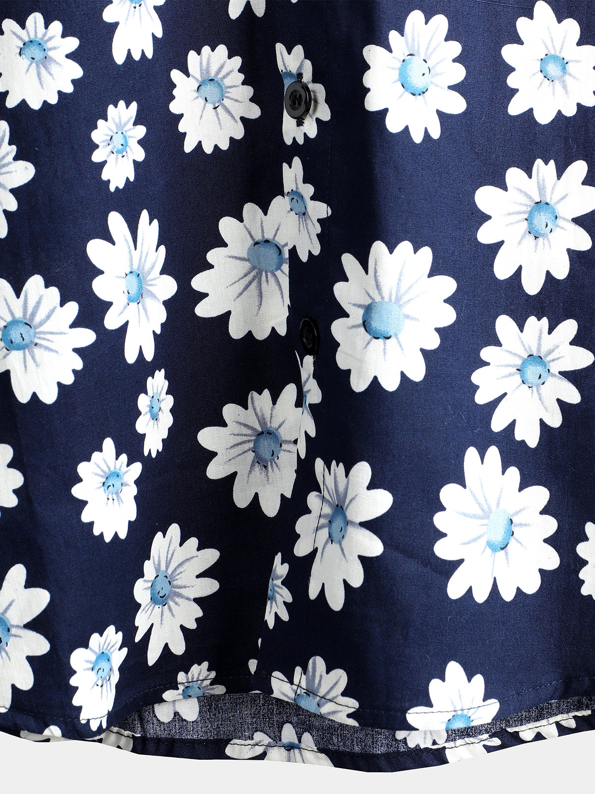 Men's Navy Blue Daisy Hawaiian Short Sleeve Shirt