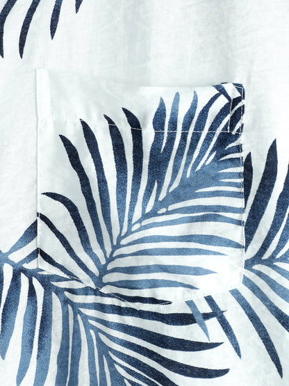 Men's Hawaiian Casual Holiday Cotton Pocket Button Up Summer Beach Short Sleeve Shirt
