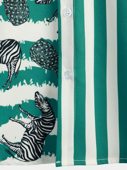 Men's Zebra & Striped Pocket Holiday Casual Shirt