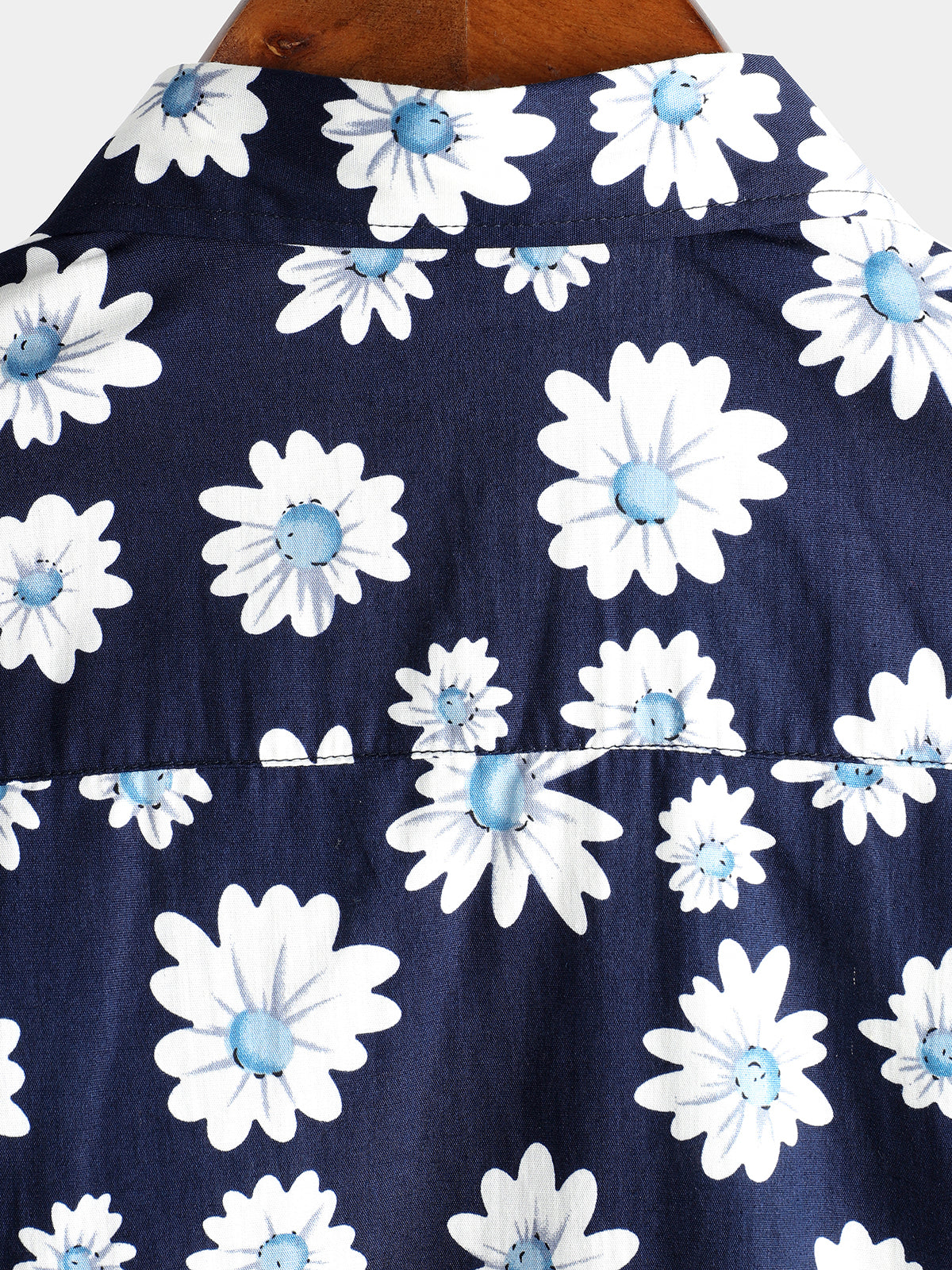 Men's Navy Blue Daisy Hawaiian Short Sleeve Shirt