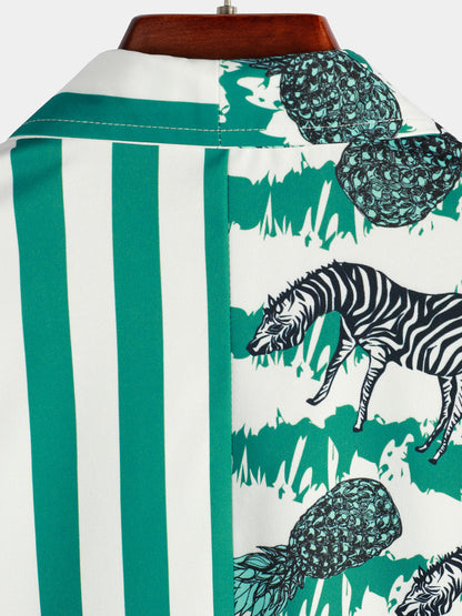 Men's Zebra & Striped Pocket Holiday Casual Shirt