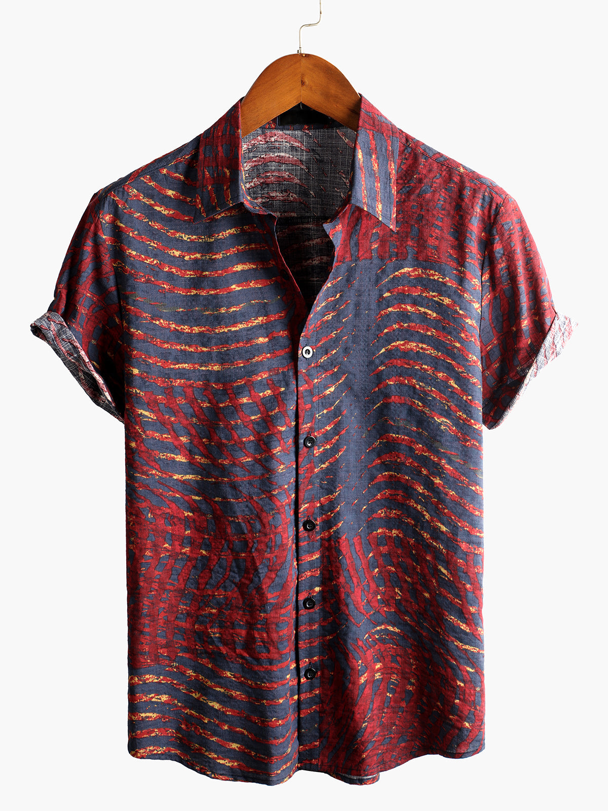 Men's Casual Striped Print Short Sleeve Shirt