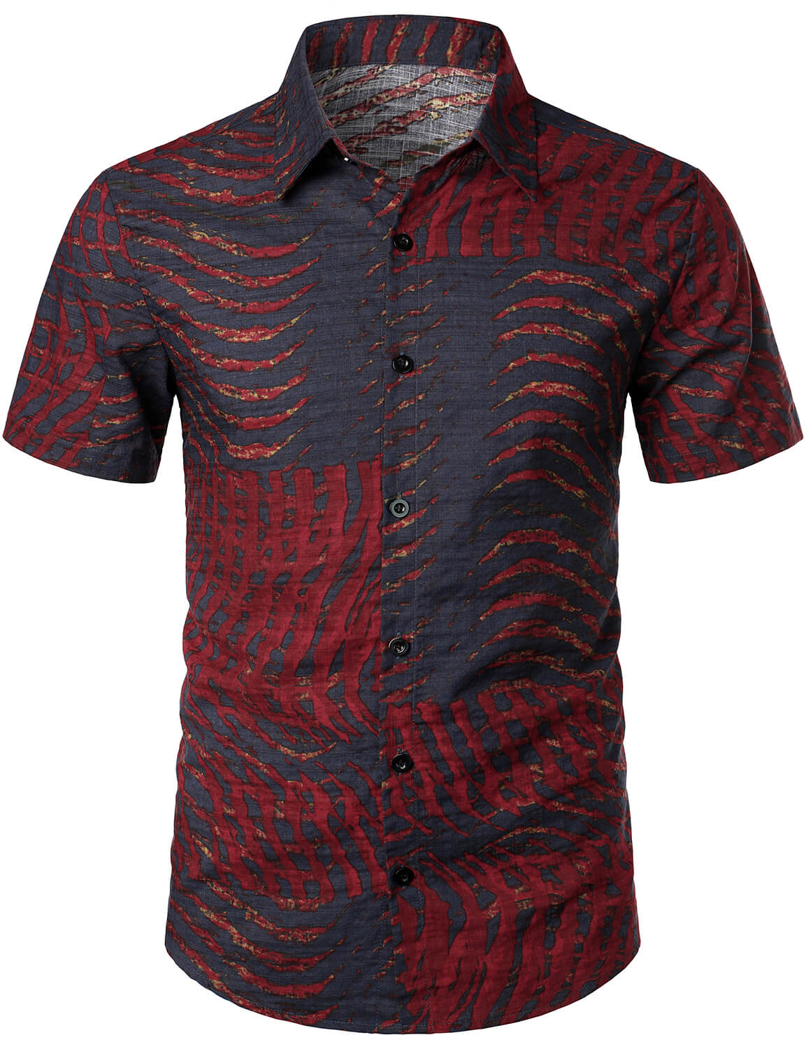 Men's Casual Striped Print Short Sleeve Shirt