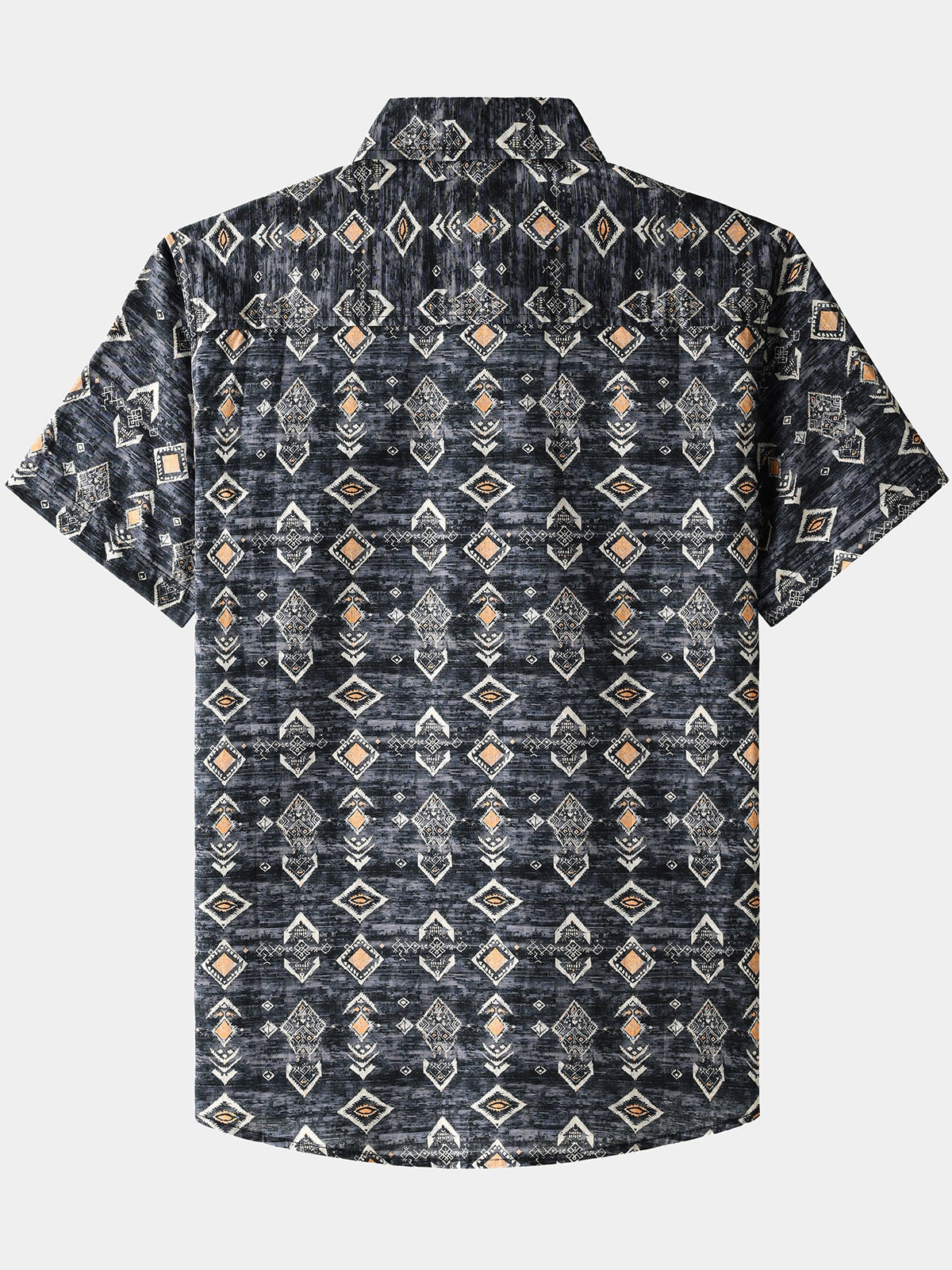 Men’s Breathable Geometric Short Sleeve Button Down Cool Casual Shirt