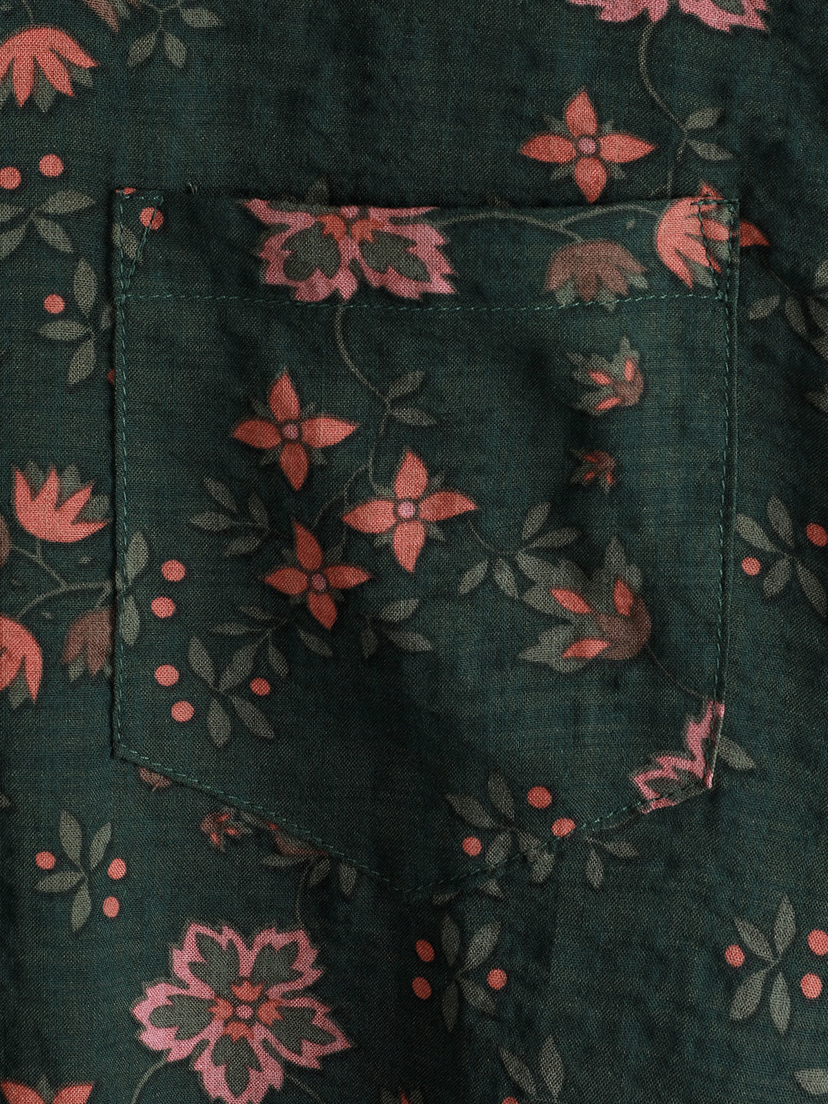 Men's Floral Print Vintage Holiday Green Hawaiian Short Sleeve Shirt