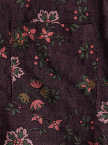 Men's Floral Print Vintage Holiday Brown Hawaiian Short Sleeve Shirt