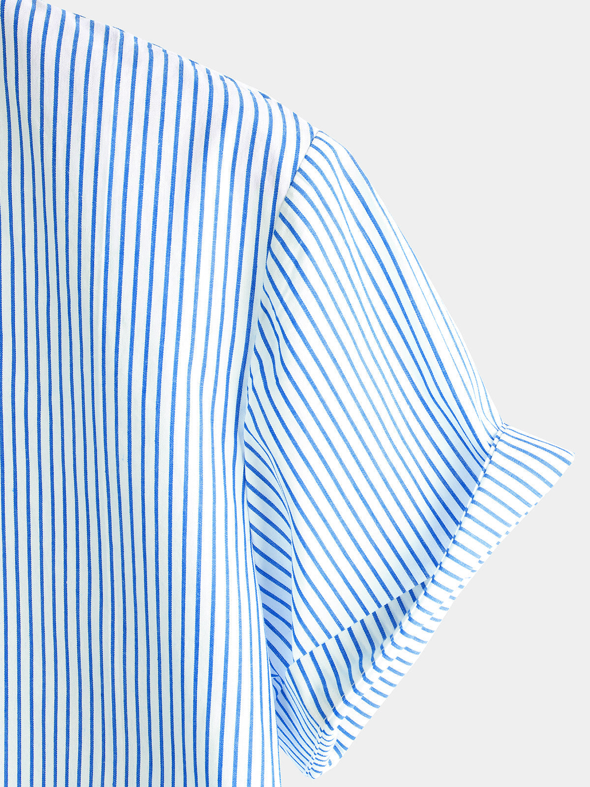 Men's Cotton Henley Breathable Stand Collar Solid Color Short Sleeve Classic Vertical Striped Shirt