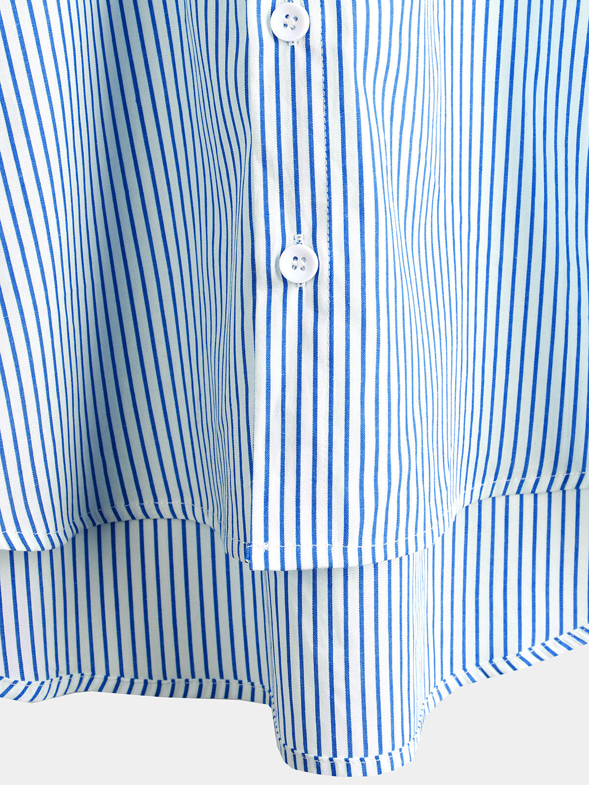 Men's Cotton Henley Breathable Stand Collar Solid Color Short Sleeve Classic Vertical Striped Shirt