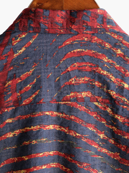 Men's Casual Striped Print Short Sleeve Shirt