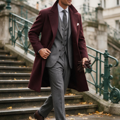 Men's Classic Long Wool Blend Overcoat