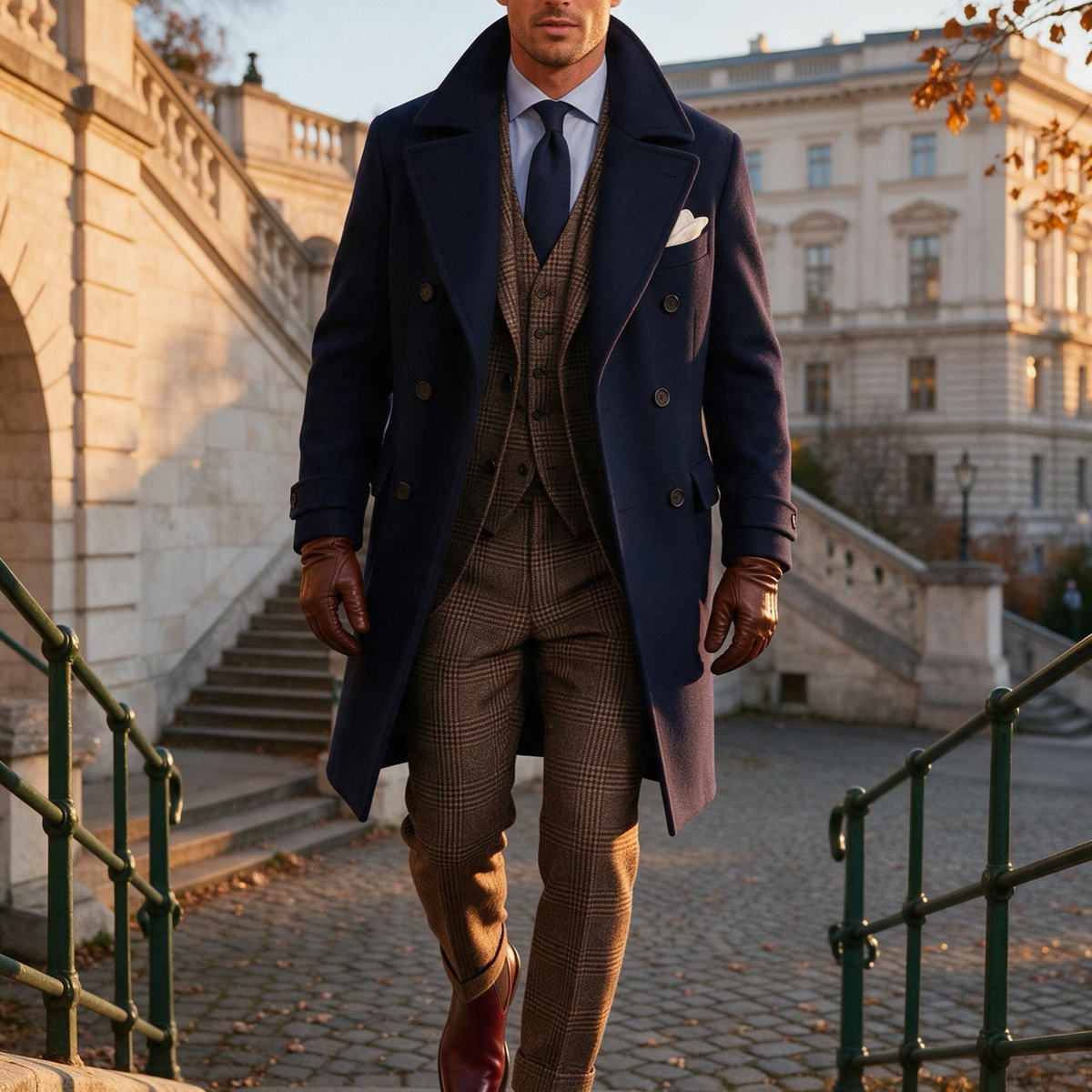 Men's Classic Long Wool Blend Overcoat