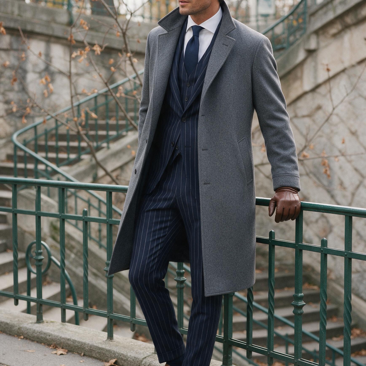 Men's Classic Long Wool Blend Overcoat