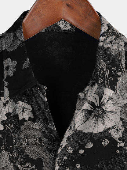Men's Vintage Floral Summer Holiday Hawaiian Breathable Button Up Short Sleeve Shirt